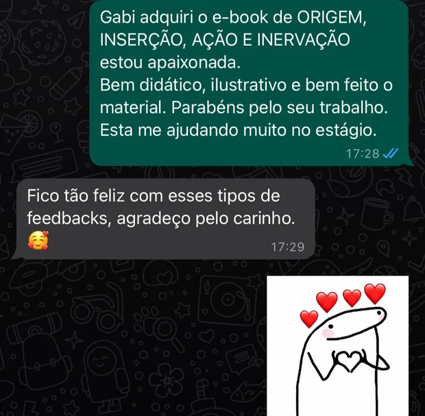 Mensagem de uma cliente sobre o material